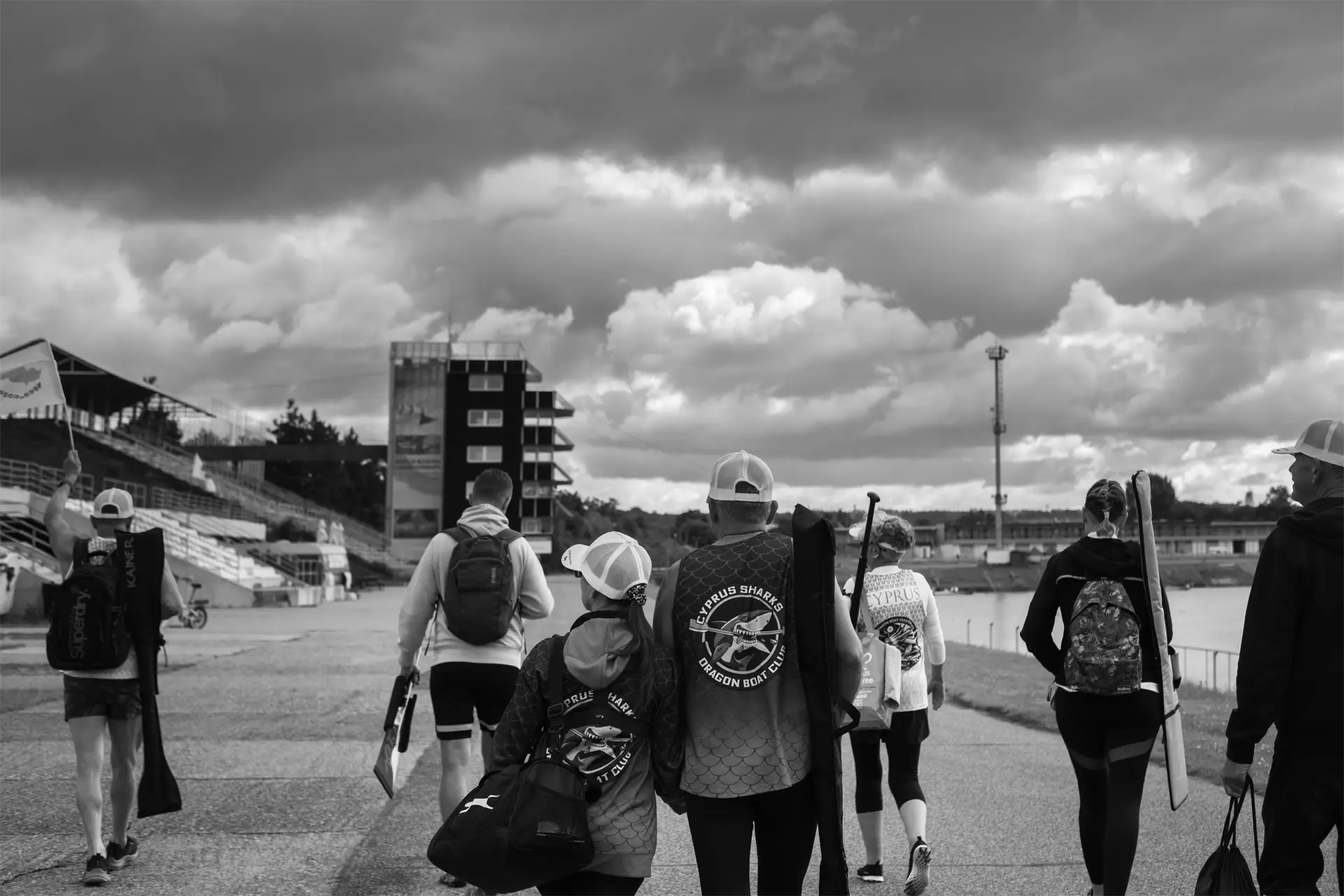 dragon boat cyprus sharks paddler walking