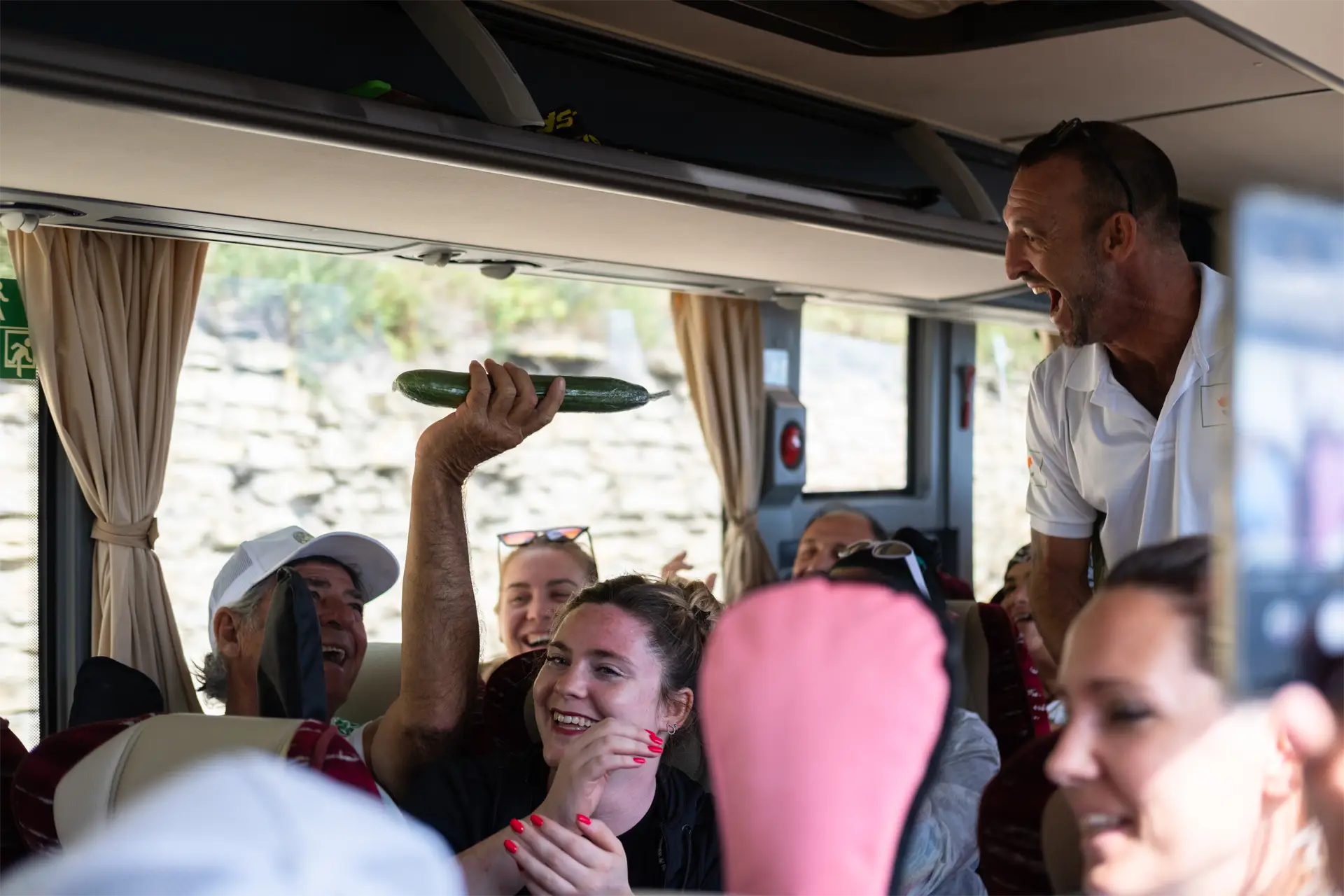 dragon boat cyprus national team travelling on a bus