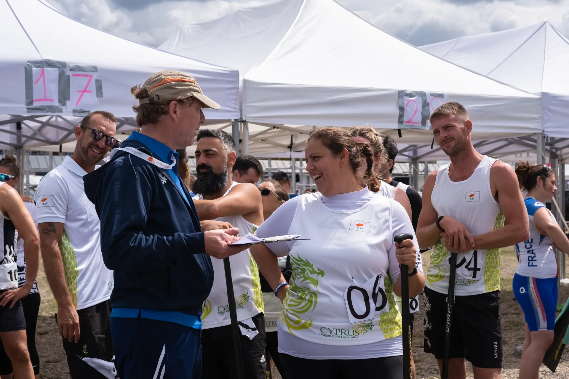 dragon boat cyprus national team talking to officials