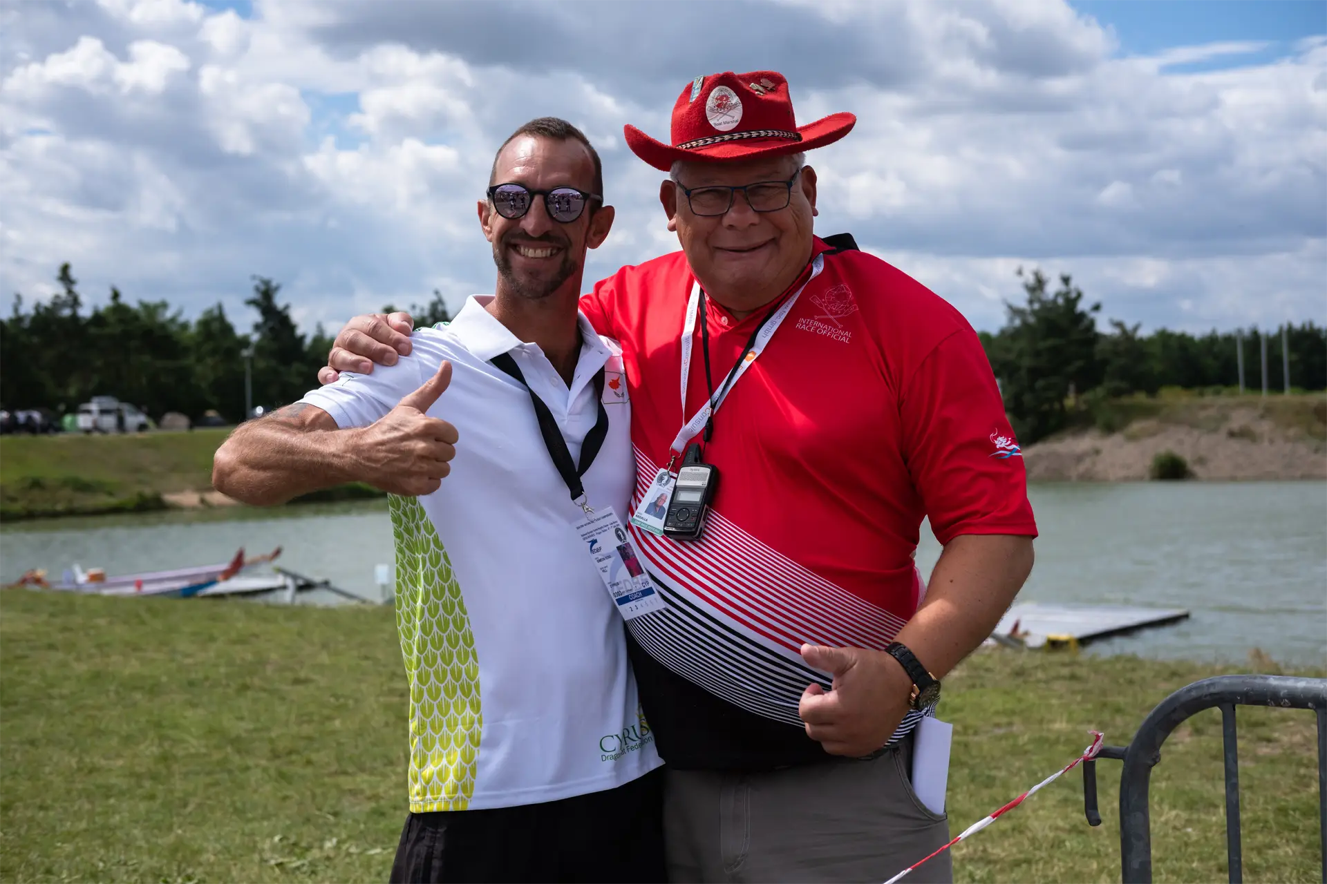 dragon boat cyprus national team coach simeon hill with offical