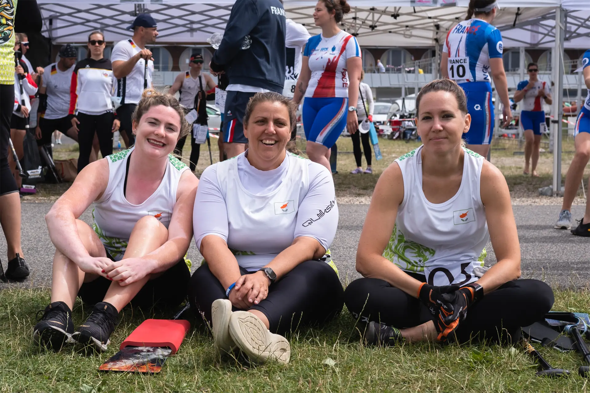 dragon boat cyprus national team female paddler sitting