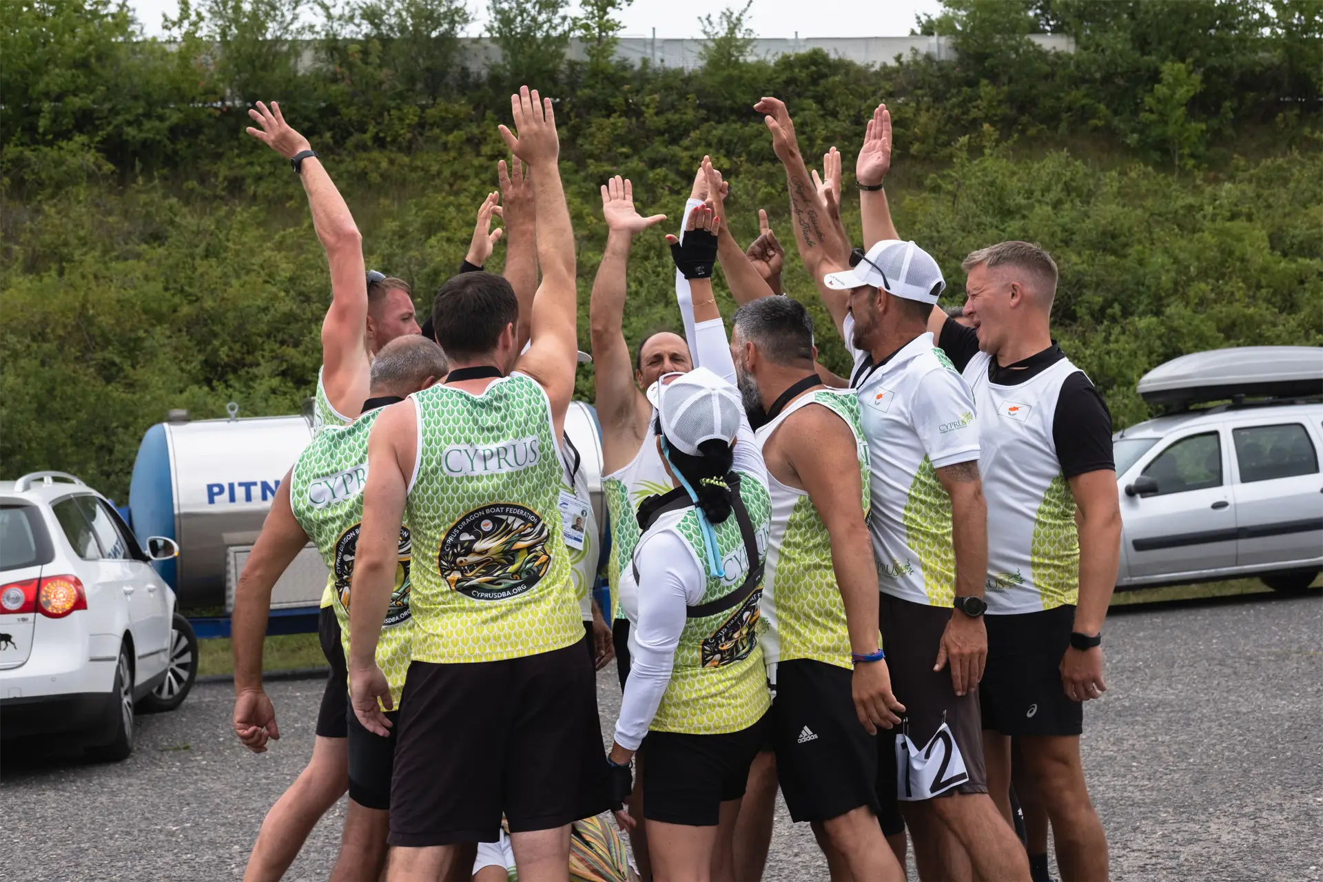 dragon boat cyprus national team cheering