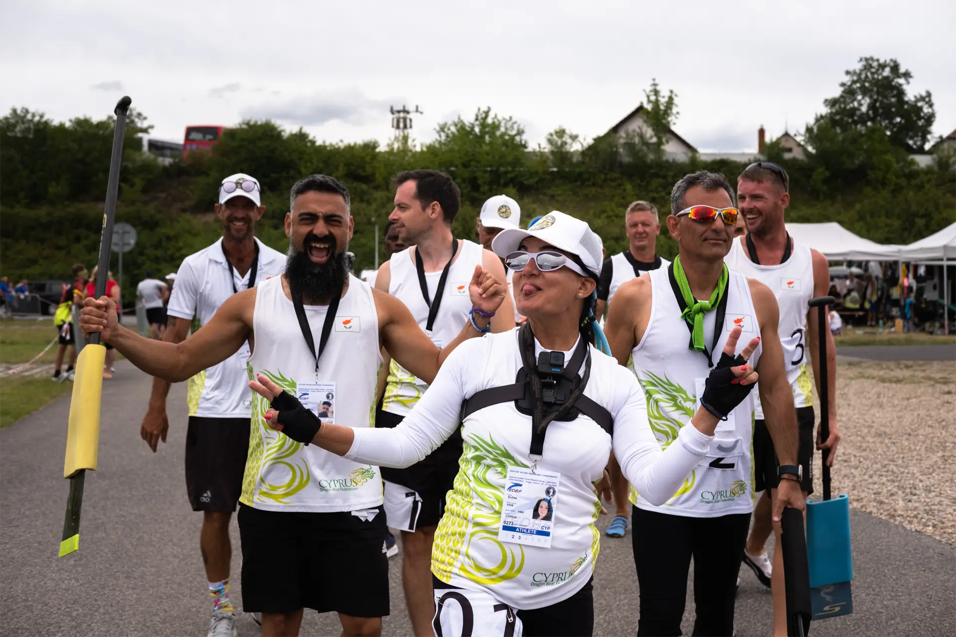 dragon boat cyprus national team paddler walking