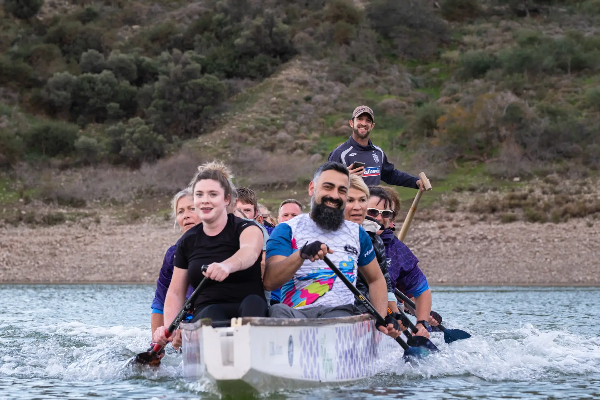 dragon boat cyprus sharks team in boat