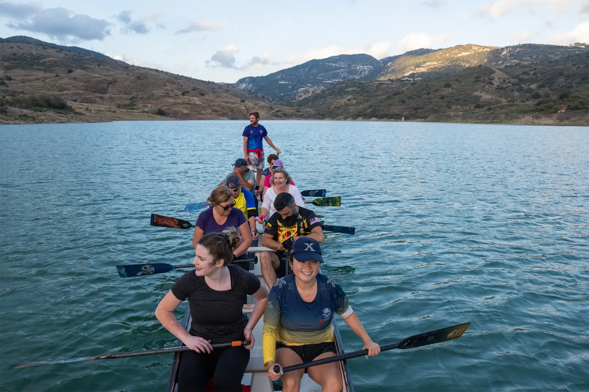 dragon boat cyprus sharks team in the boat