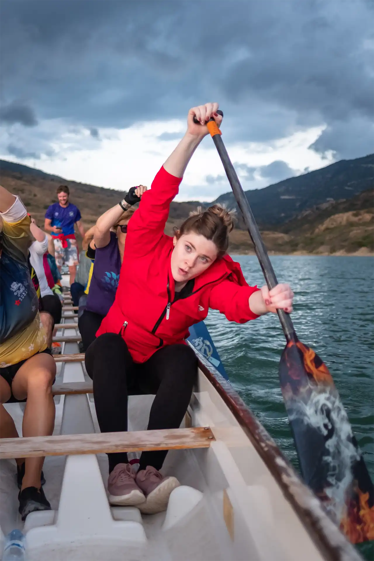 dragon boat cyprus sharks woman paddling